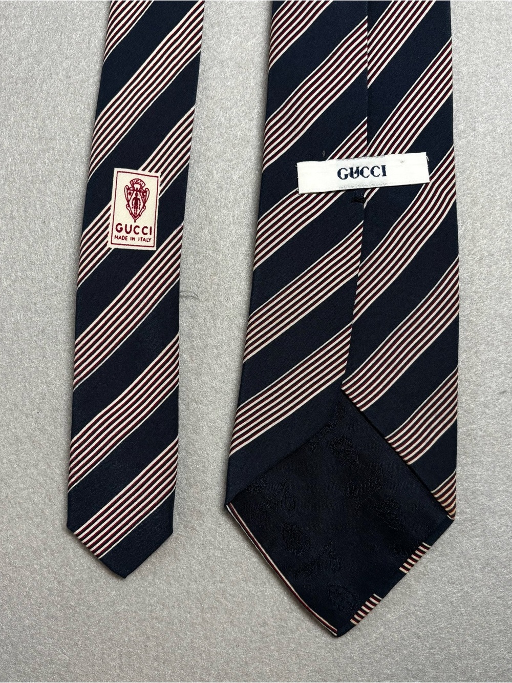 Gucci Navy & Pink Stripe Silk Tie